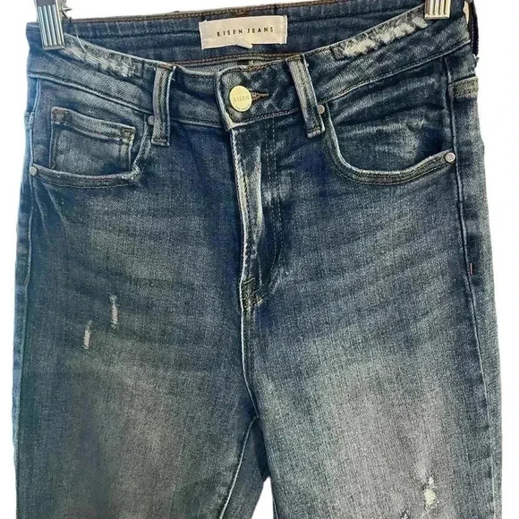 Risen Jeans size 1/25 distressed blue jeans ankle length. Gently used. - Picture 6 of 8
